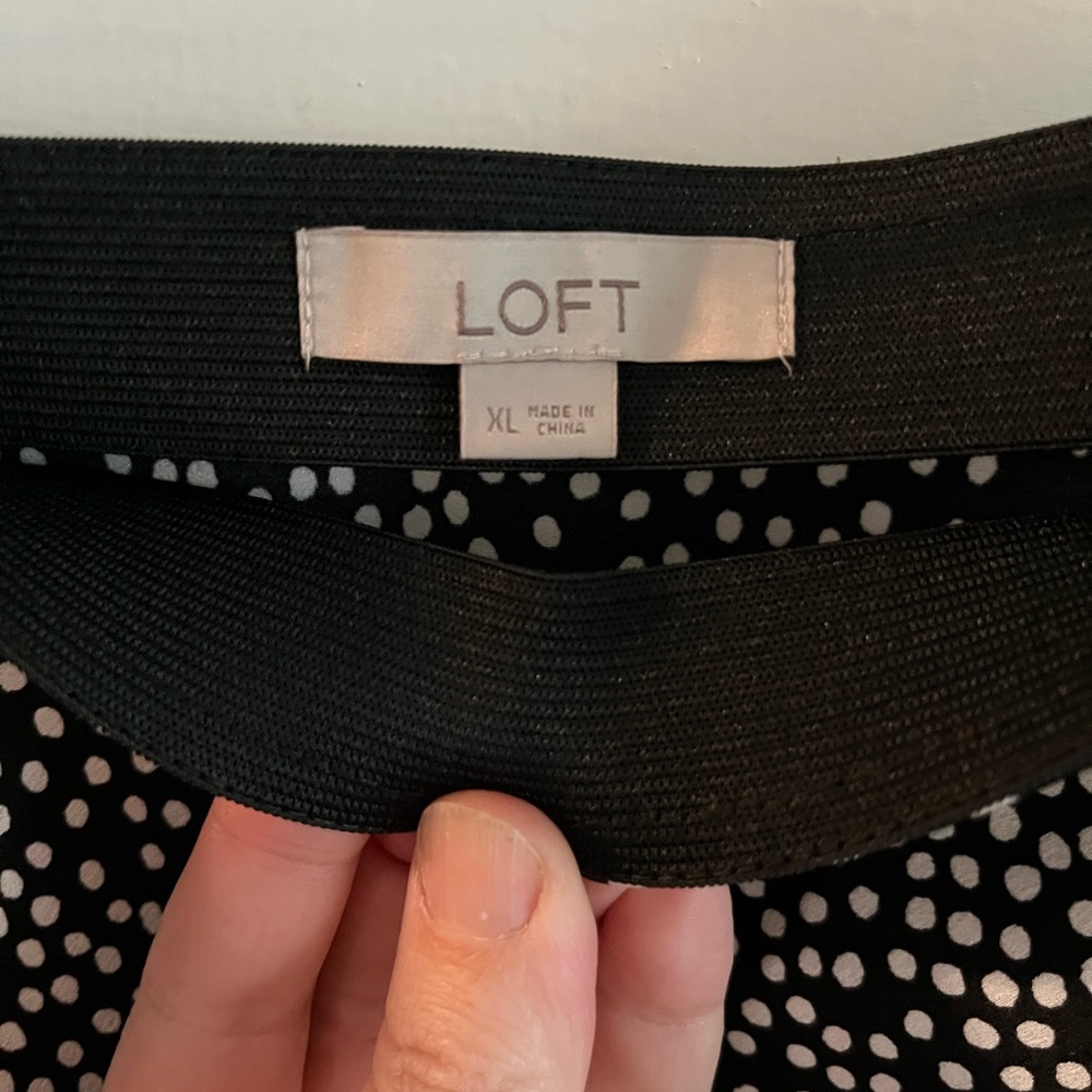 LOFT Black and White Polka Dot Skirt